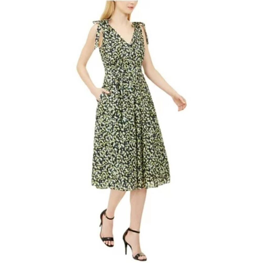 Calvin Klein Size 10 Floral Print Midi Fit and Flare Dress S6